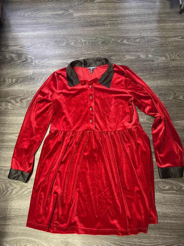 Mod Cloth Red Velvet Shirt Dress